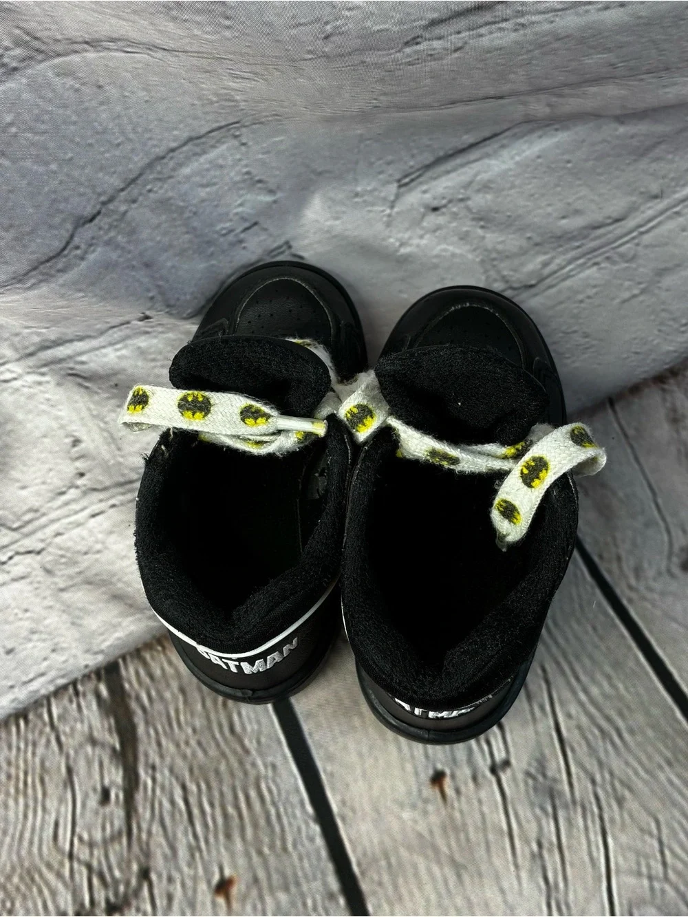 Batman Black Pleather High Top Basketball‎ Sneakers Toddler Boy Sz 10/10.5? GUC